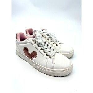 Disney Mickey Mouse Rose Gold Glitter Sneakers Sz 8 Comfort Theme Park Vacation